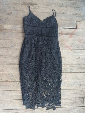 Adelyn Rae Black Lace Spaghetti-Strap Goth Dress